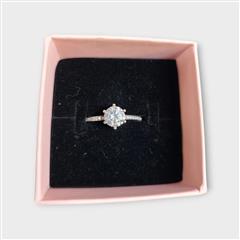 Pandora ALE Sterling Silver Sparkling Crown Solitaire Ring CZ Size 9